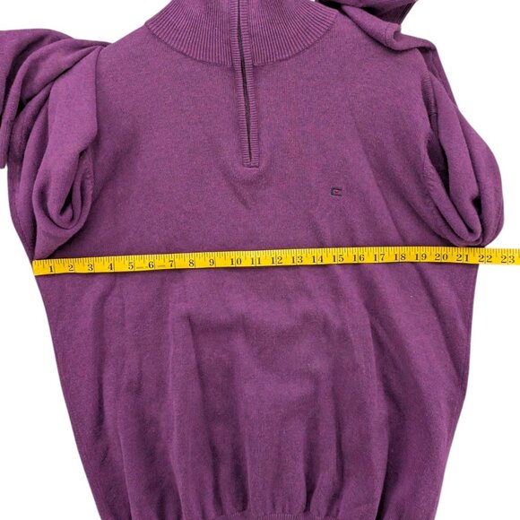 Casa Moda 1/4 Zip Sweater Mens Purple Pima Cotton Knit Pullover Size L - Picture 6 of 8